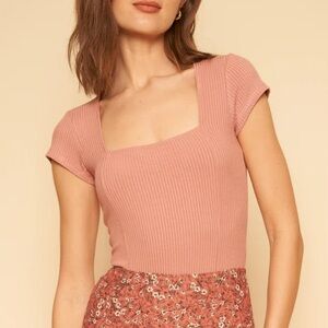 Whimsy + Row Pink Ribbed Top